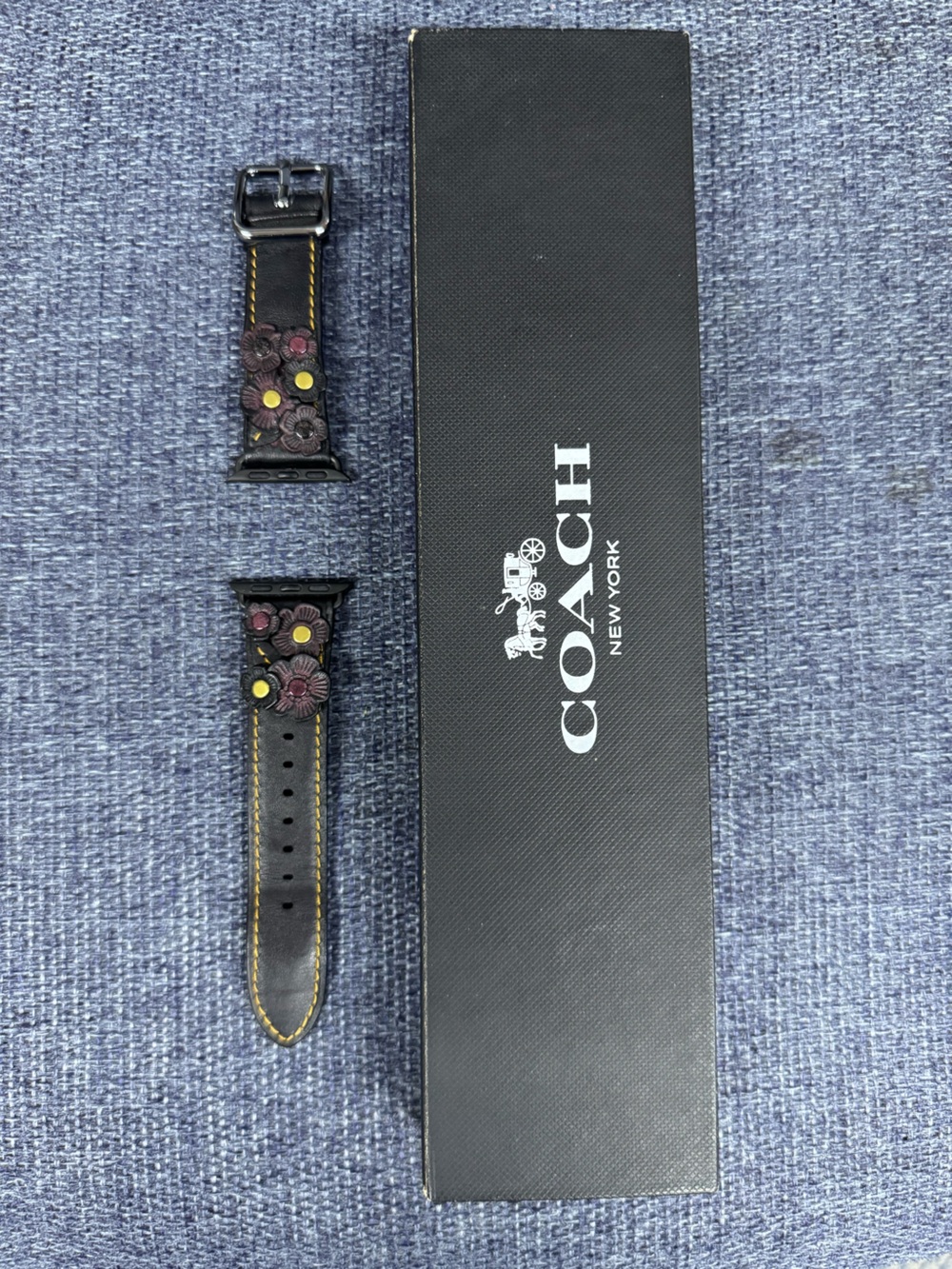 Coach Tea Rose Appliqué Floral Leather Apple Watch Band - 38-40mm
